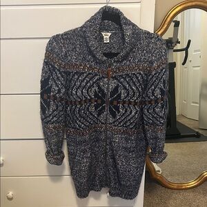 Woolrich Navy and Brown Knit Cardigan